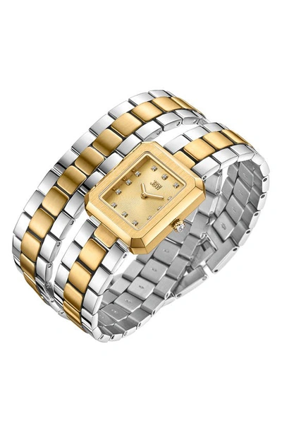 Shop Jbw Arc Lab-created Diamond Double Wrap Bracelet Watch, 23mm In Two-tone