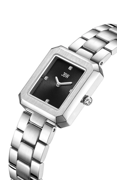 Shop Jbw Arc Single Essential Lab Created Diamond Bracelet Watch, 23mm In Stainless Steel