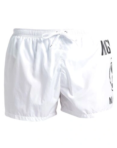 Shop Moschino Man Swim Trunks White Size Xxl Polyester