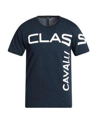 Shop Cavalli Class Man T-shirt Navy Blue Size S Cotton