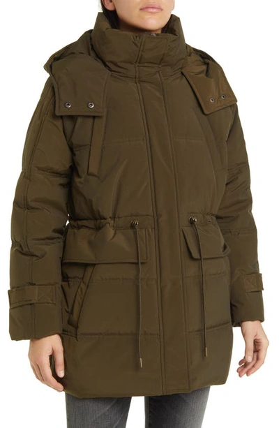 Shop Lucky Brand Hooded Short Puffer Jacket In Army