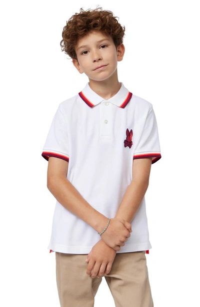 Shop Psycho Bunny Kids' Apple Valley Tipped Piqué Polo In White