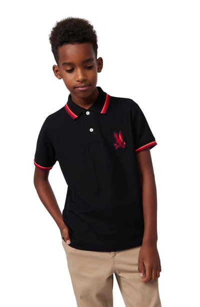 Shop Psycho Bunny Kids' Apple Valley Tipped Piqué Polo In Black