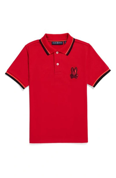 Shop Psycho Bunny Kids' Apple Valley Tipped Piqué Polo In Brilliant Red
