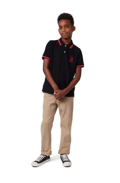 Psycho Bunny Kids' Apple Valley Tipped Piqué Polo In Black