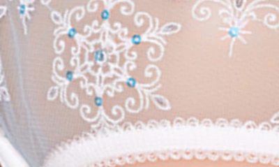 Shop Roma Confidential Snow Queen Underwire Bra, Garter Belt & Thong Set In Blue/ White