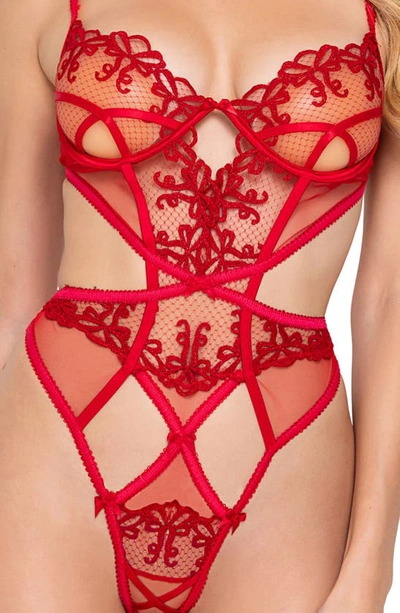 Shop Roma Confidential Rouge Bow Underwire Teddy In Red