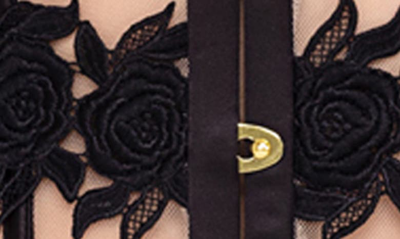 Shop Roma Confidential Ebony Rose Underwire Bra, Waspie & G-string Set In Black
