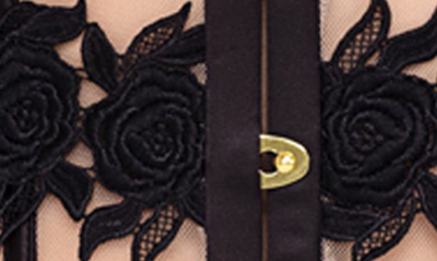 Roma Confidential Ebony Rose Underwire Bra, Waspie & G-string Set In Black
