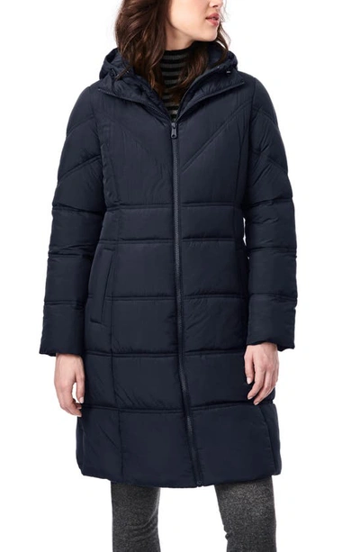 Shop Bernardo Walker Double Stitch Recycled Polyester Puffer Coat With Removable Bib In Arctic Blue