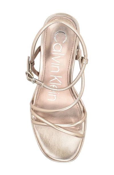 Shop Calvin Klein Lilian Metallic Platform Sandal In Taupe Metallic