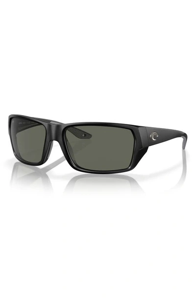 Shop Costa Del Mar Tailfin 57mm Polarized Rectangular Sunglasses In Matte Black
