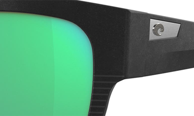 Shop Costa Del Mar Caleta 55mm Mirrored Polarized Square Sunglasses In Black/ Green Mirror