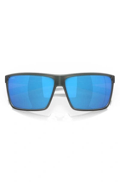 Shop Costa Del Mar Rincon 63mm Polarized Oversize Rectangular Sunglasses In Blue Mirror