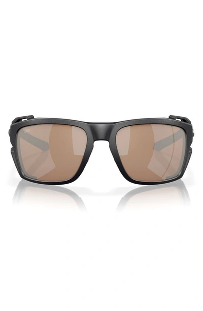Shop Costa Del Mar King Tide 8 60mm Polarized Rectangular Sunglasses In Copper Silver Mirror