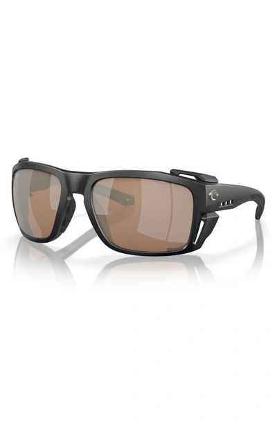 Shop Costa Del Mar King Tide 8 60mm Polarized Rectangular Sunglasses In Copper Silver Mirror