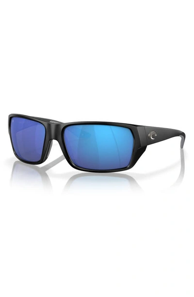 Shop Costa Del Mar Tailfin 57mm Polarized Rectangular Sunglasses In Matte Black