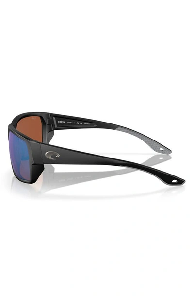 Shop Costa Del Mar Tailfin 57mm Polarized Rectangular Sunglasses In Black Green