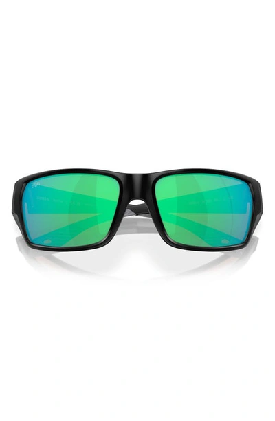 Shop Costa Del Mar Tailfin 57mm Polarized Rectangular Sunglasses In Black Green