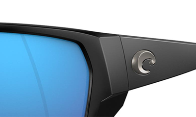 Shop Costa Del Mar Tailfin 57mm Polarized Rectangular Sunglasses In Matte Black