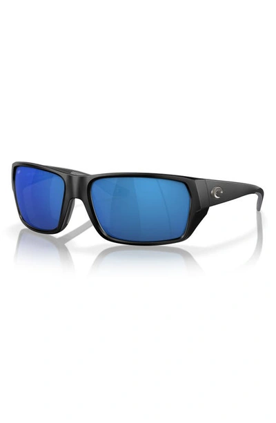 Shop Costa Del Mar Tailfin 57mm Polarized Rectangular Sunglasses In Blue
