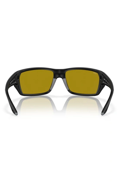 Shop Costa Del Mar Tailfin 57mm Polarized Rectangular Sunglasses In Black Silver