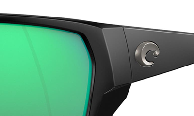 Shop Costa Del Mar Tailfin 57mm Polarized Rectangular Sunglasses In Black Green