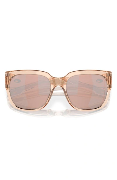 Costa Del Mar Waterwoman 55mm Polarized Pillow Sunglasses In Copper Silver Mirror