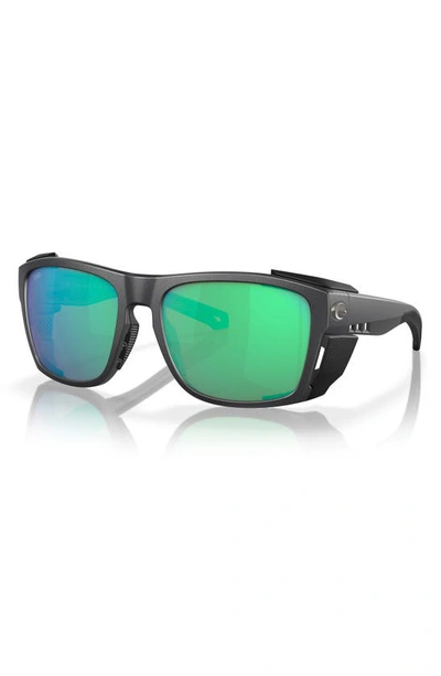 Costa Del Mar King Tide 6 58mm Polarized Rectangular Sunglasses In Green
