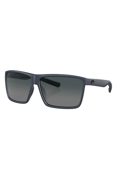 Costa Del Mar Rincon 63mm Gradient Polarized Oversize Rectangular Sunglasses In Grey Gradient