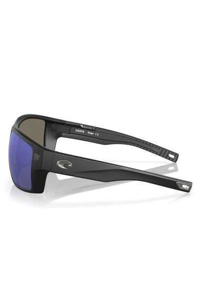 Shop Costa Del Mar Diego 62mm Mirrored Polarized Oversize Rectangular Sunglasses In Matte Black