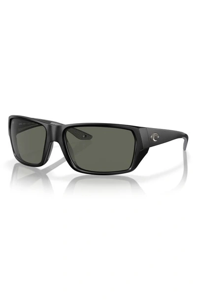 Shop Costa Del Mar Tailfin 60mm Polarized Rectangular Sunglasses In Matte Black