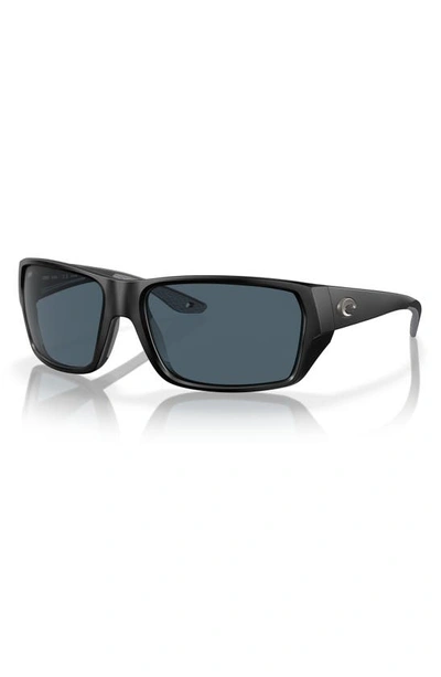 Costa Del Mar Tailfin 60mm Polarized Rectangular Sunglasses In Black Grey