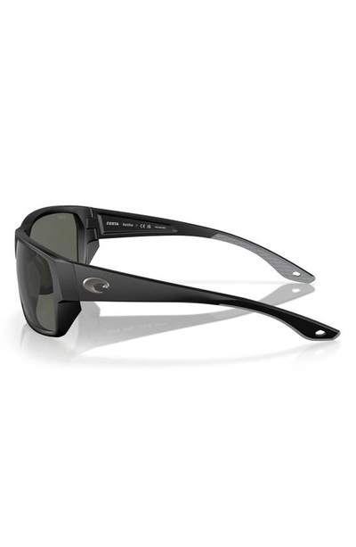 Shop Costa Del Mar Tailfin 60mm Polarized Rectangular Sunglasses In Matte Black