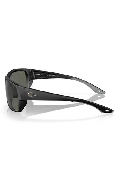 Costa Del Mar Tailfin 60mm Polarized Rectangular Sunglasses In Matte Black
