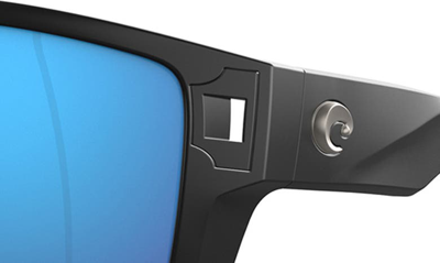 Costa Del Mar Diego 62mm Mirrored Polarized Oversize Rectangular Sunglasses In Matte Black
