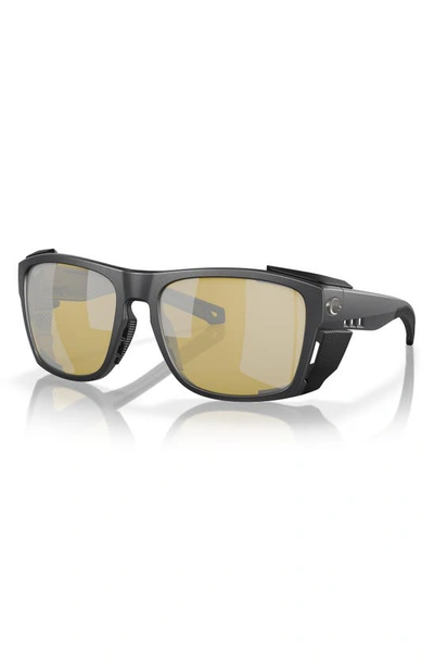Costa Del Mar King Tide 6 58mm Polarized Rectangular Sunglasses In Black Silver