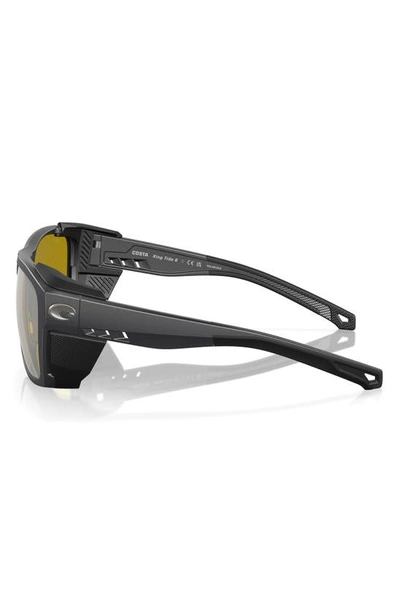 Shop Costa Del Mar King Tide 6 58mm Polarized Rectangular Sunglasses In Black Silver