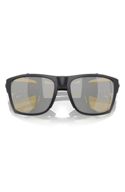 Costa Del Mar King Tide 6 58mm Polarized Rectangular Sunglasses In Black Silver