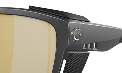Shop Costa Del Mar King Tide 6 58mm Polarized Rectangular Sunglasses In Black Silver