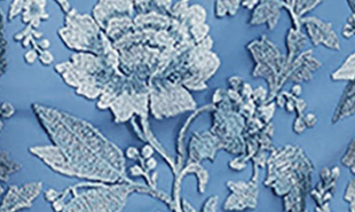 Shop Tadashi Shoji Floral Embroidered Long Sleeve V-neck Sheath Dress In Slate