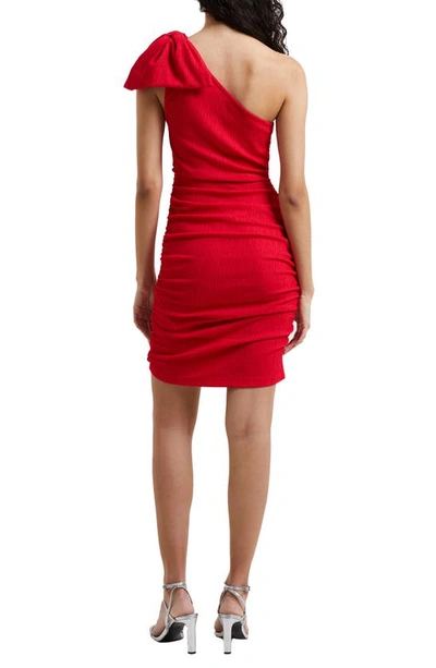 Shop French Connection Sonya Bow One-shoulder Cocktail Dress In Lollipop Red