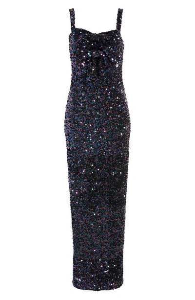 Shop Black Halo Milayla Sequin Column Gown In Galactic Glitz