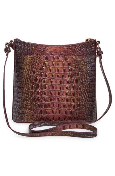Shop Brahmin Katie Croc Embossed Leather Crossbody Bag In Fig Jam