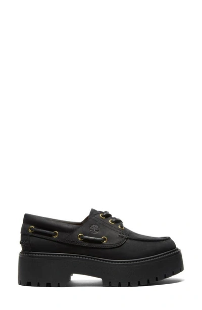 Shop Timberland Stone Street Platform Boat Shoe In Black