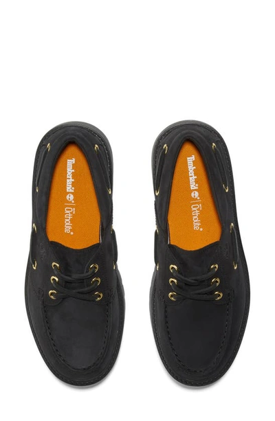 Shop Timberland Stone Street Platform Boat Shoe In Black