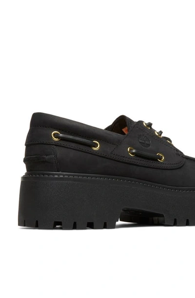 Shop Timberland Stone Street Platform Boat Shoe In Black