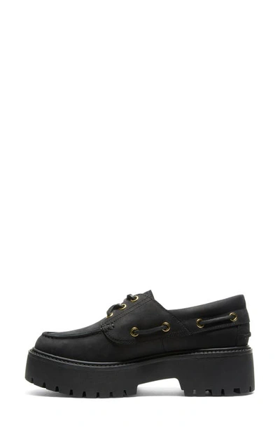 Shop Timberland Stone Street Platform Boat Shoe In Black