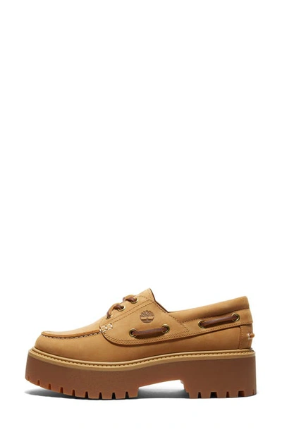 Shop Timberland Stone Street Platform Boat Shoe In Wheat