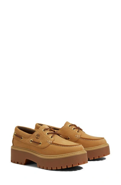 Shop Timberland Stone Street Platform Boat Shoe In Wheat